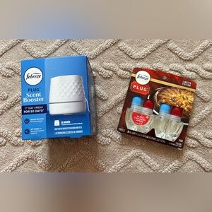 NWT Febreze Scent Booster - Scented Oil Warmer & Cinnamon Apples Refill 2 Pack
